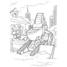 Drawing of a garbage cleaner robot on the background of the city
