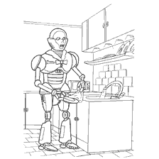 Coloring robot dishwasher in the kitchen