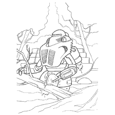 Coloring robot logger in the forest