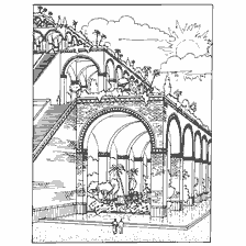 Un disegno dei Giardini di Semiramis, un'antica meraviglia del mondo.