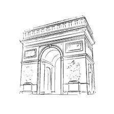 coloring page: Drawing of the Arc de Triomphe in Paris for painting