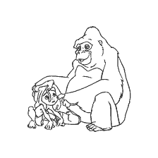 coloring page: Tarzan and Cala on the coloring book