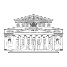 coloring page: Drawing of the Bolshoi Theatre in Moscow for coloring