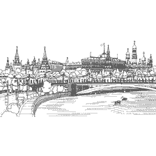 coloring page: Rakushka Modern World Embankment of Moscow