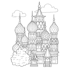 coloring page: Contour drawing of the Temple of Basil the Blessed in Moscow