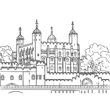 coloring page: Drawing of the Tower of London for coloring