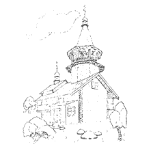 coloring page: Drawing of the chapel of Peter and Paul in Kizhy, Russia