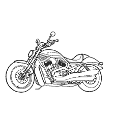 Drawing of Harley-Davidson V-Road motorcycle with specifications