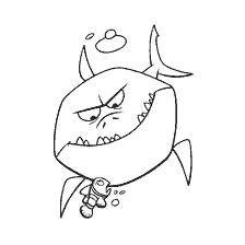 Haai uit de film Finding Nemo with a Fishing Man