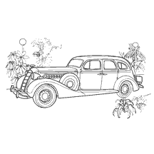 Coloring of an old car ZIS-101 with flat plants