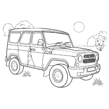 Jeep de coloration UAZ 315195 sur fond de nature