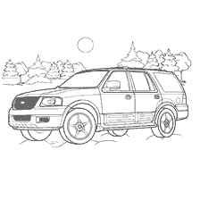 Coloring jeep Ford Expédition sur fond de nature
