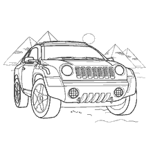 Coloration Jeep Compass sur le fond des pyramides