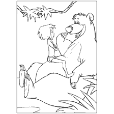 página para colorear: Mowgli y Baloo del libro de la jungla