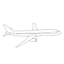 Contour drawing of an airliner for coloring