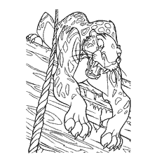 coloring page: Sabora leopard preparing to attack on wooden slab