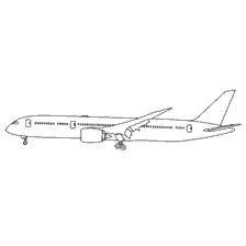 Drawing of Boeing 787 aircraft for coloring