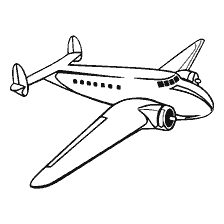 Contour drawing of a passenger aircraft for coloring