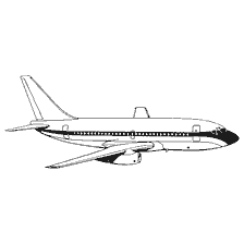 Drawing of a passenger aircraft for coloring