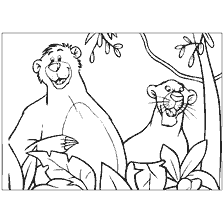 página para colorear: Colorear Bagheera y Baloo del libro de la jungla