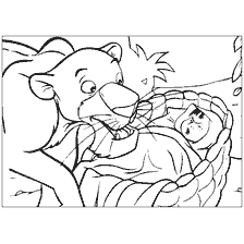 página para colorear: Dibujo de Mowgli y Bagheera del libro de la jungla