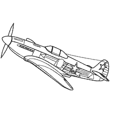 Drawing of the Yak-3 fighter for coloring