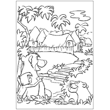 página para colorear: The Jungle Book - Mowgli Village