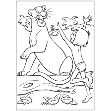 página para colorear: Colorear Bagheera y Mowgli del libro de la jungla