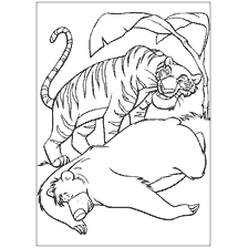 página para colorear: Colorear Sher Khan y Baloo del libro de la jungla