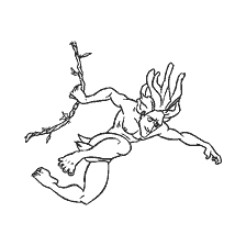 coloring page: Tarzan jumping on vines in the jungle