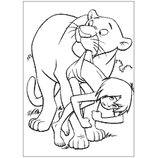 página para colorear: Colorear Bagheer y Mowgli del libro de la jungla