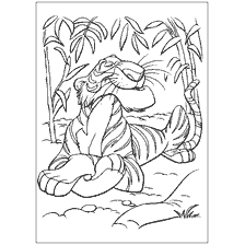 página para colorear: Dibujo del tigre Sher Khan del libro de la selva para colorear