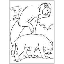 página para colorear: Colorear Baloo y Bagheera del libro de la selva