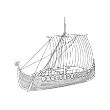 kleurplaat: Foto van Drakkar - een oud noordelijk schip