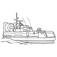 kleurplaat: Tekening van een militair vaartuig voor kleuren