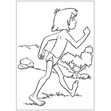 página para colorear: Boy Mowgli corriendo a través de la selva, para colorear de The Jungle Book