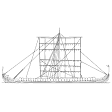 kleurplaat: Contour tekening van een Viking oorlogsschip met zeilen