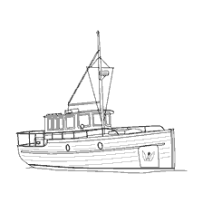 kleurplaat: Tekening van een schip om te kleuren