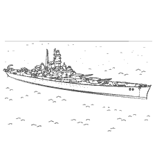 kleurplaat: Het slagschip afgebeeld in het kleurenboek