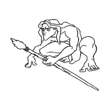 coloring page: Tarzan with a spear