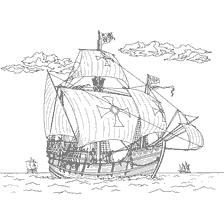 kleurplaat: Kleurplaten: Nina, Pinta en Santa Maria