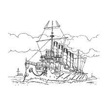 kleurplaat: Cruiser Askold, Rusland, kleurboek