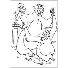 página para colorear: Baloo y Mogli Danza del libro de la selva
