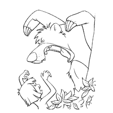 página para colorear: Baloo y Mowgli en un libro para colorear de The Jungle Book