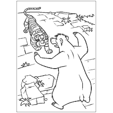 página para colorear: Colorear Baloo y Sher Khan del libro de la jungla