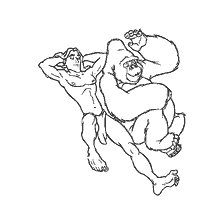 coloring page: Tarzan and Cala in coloring book
