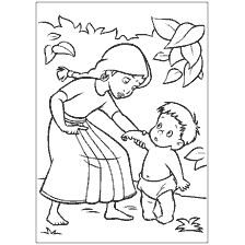 página para colorear: Escena de The Jungle Book: Sister and Little Brother
