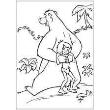 página para colorear: Baluu esconde Mowgli en la selva
