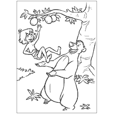 página para colorear: El oso de Balu y Mowgi del libro de la jungla