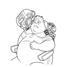 página para colorear: Dibujo del Capitán y Robot WALL-E